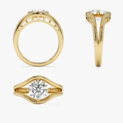 1.50 ctw 14k Split Shank Unique Round Lab Grown Diamond Engagement Ring - Bella