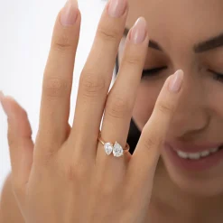 2.05 ctw 14k Toi et Moi Pear Shaped Lab Grown Diamond Ring - Ayla