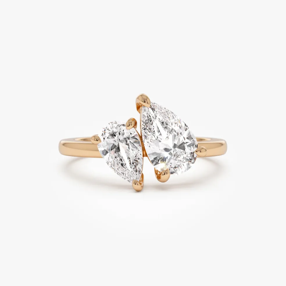 2.05 ctw 14k Toi et Moi Pear Shaped Lab Grown Diamond Ring - Ayla