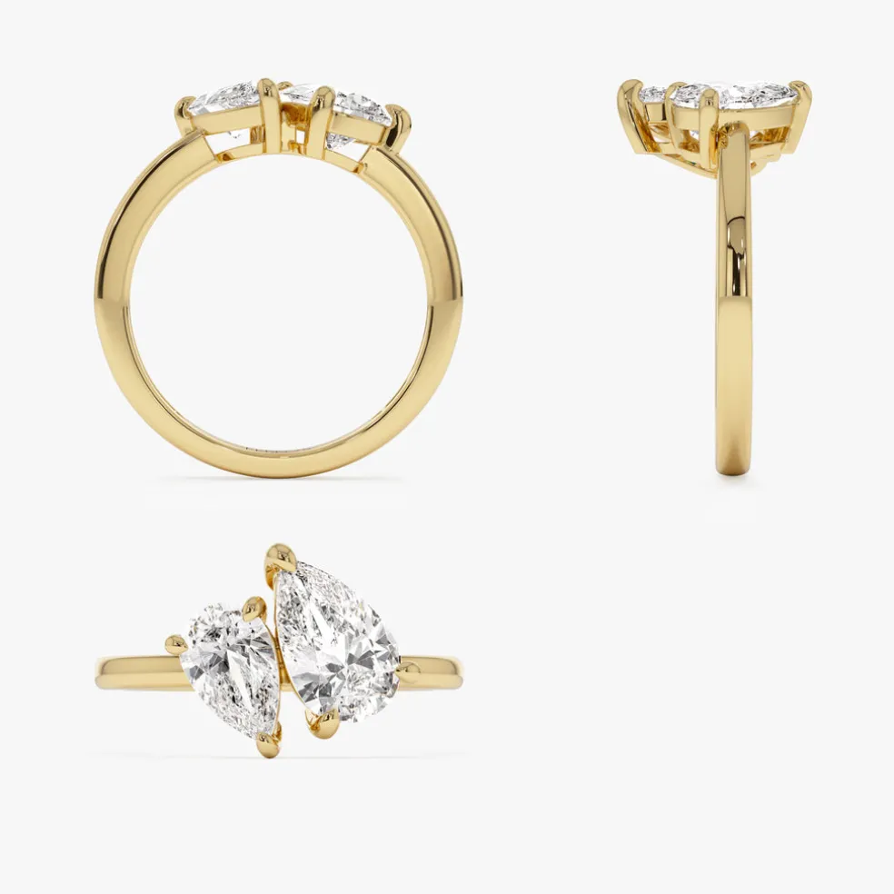 2.05 ctw 14k Toi et Moi Pear Shaped Lab Grown Diamond Ring - Ayla