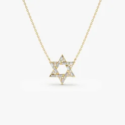 Baguette Diamond Star of David Necklace in 14K