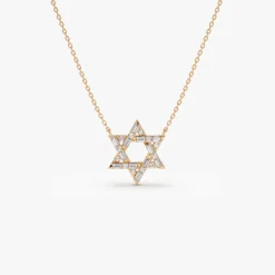 Baguette Diamond Star of David Necklace in 14K