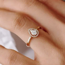 Illusion Set Pear Shape Engagement Ring in 14k