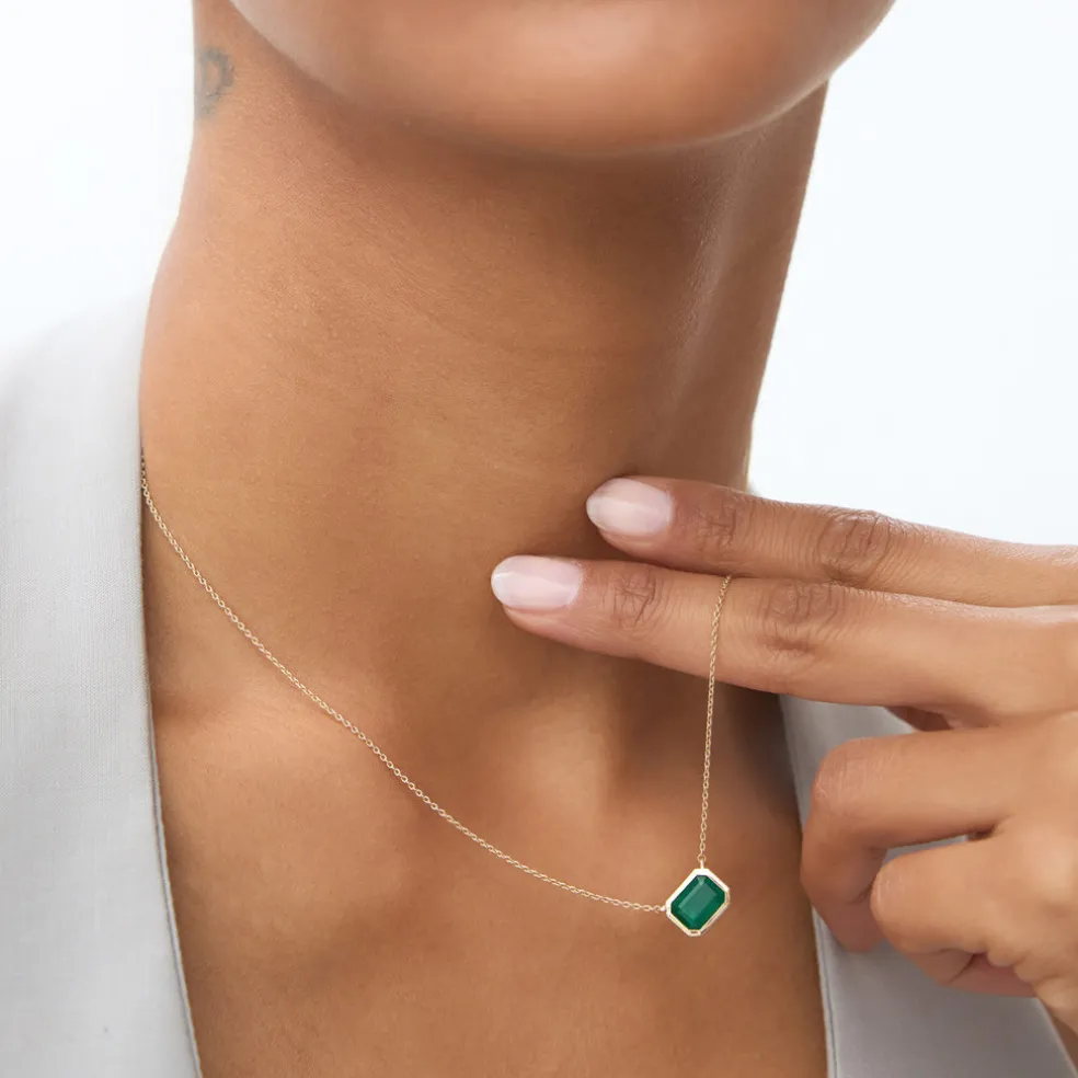 14k 1.50 - 2.20 Ctw Octagon Cut Bezel Setting Necklace