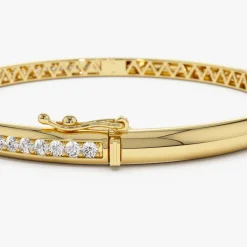 14k 1.00 Ctw Dome Diamond Bangle Bracelet