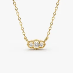 14k Art Deco Trio Diamond Necklace