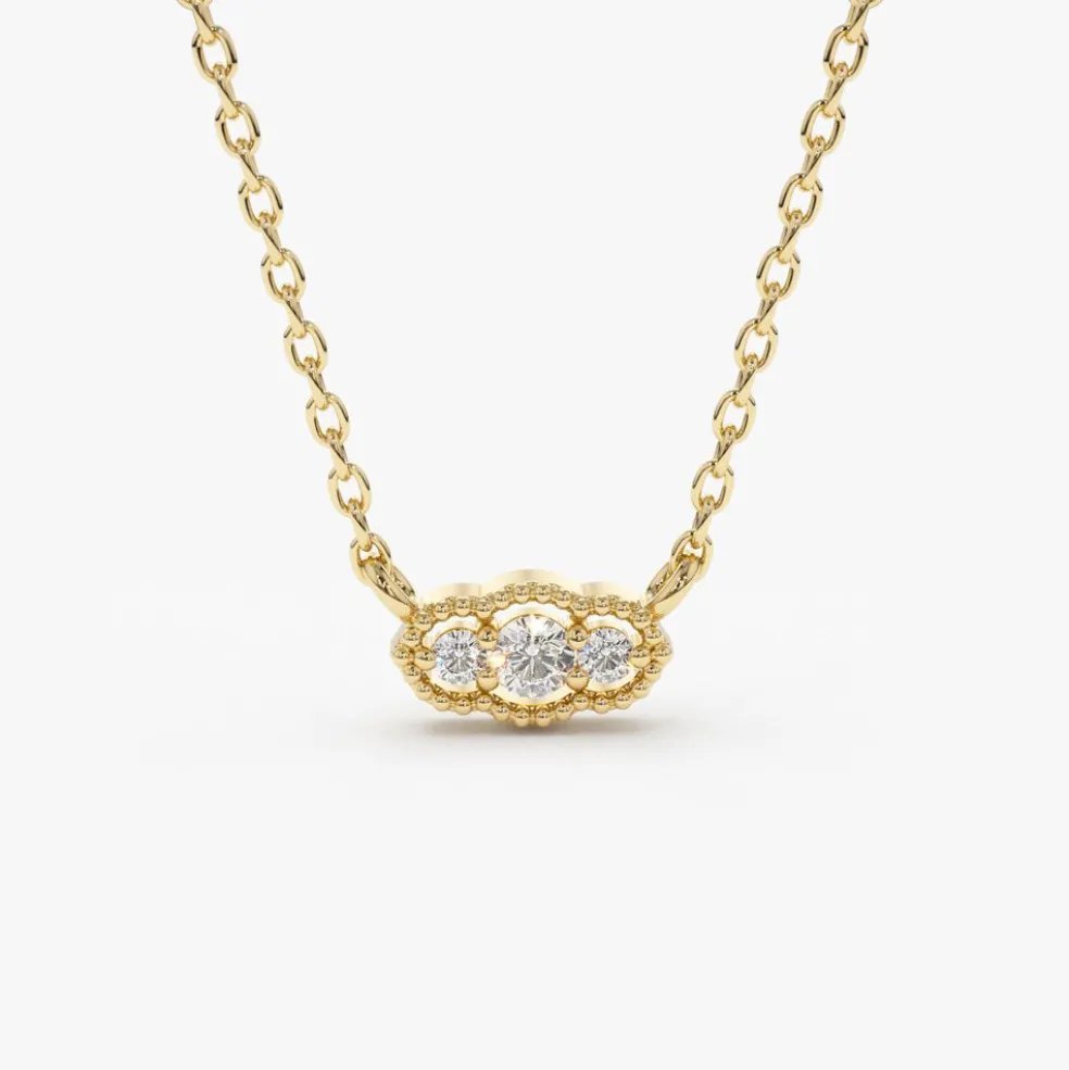 14k Art Deco Trio Diamond Necklace
