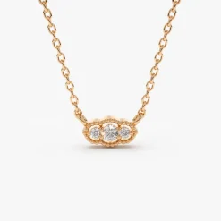 14k Art Deco Trio Diamond Necklace