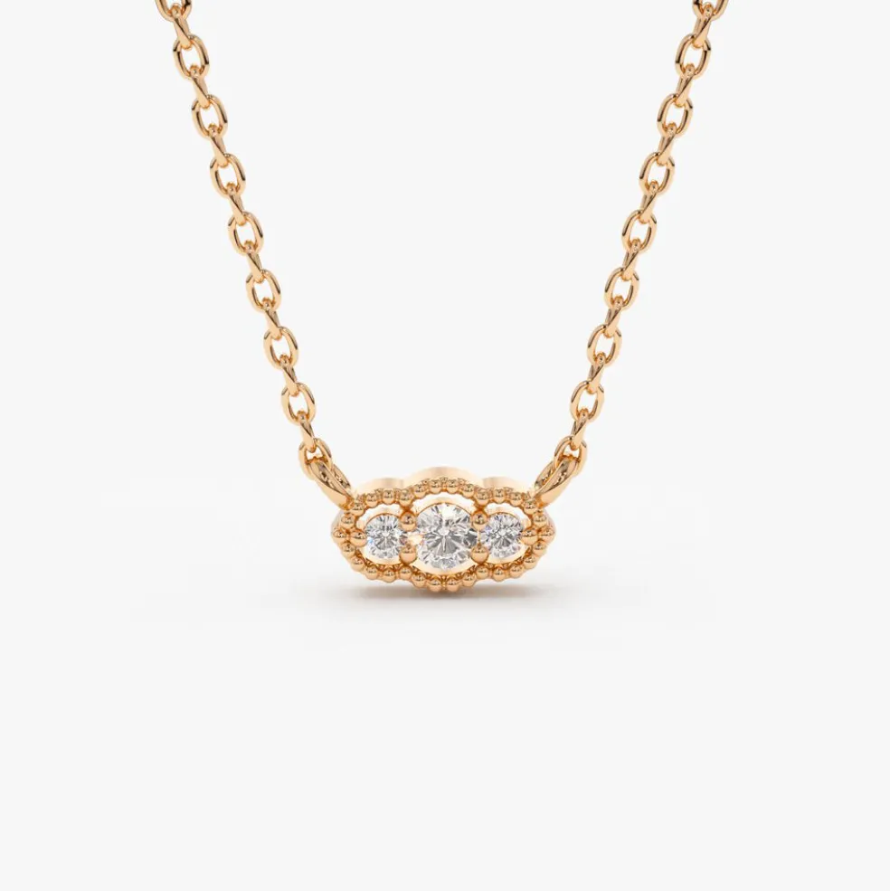 14k Art Deco Trio Diamond Necklace