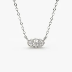14k Art Deco Trio Diamond Necklace