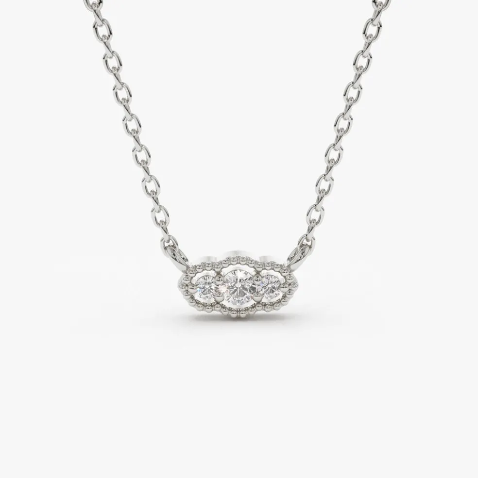 14k Art Deco Trio Diamond Necklace