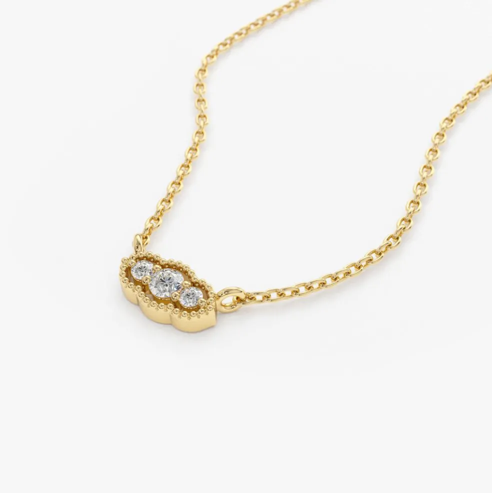 14k Art Deco Trio Diamond Necklace