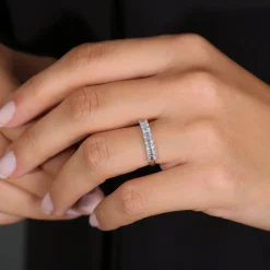 14k 1 Carat Emerald Cut Diamond Wedding Band