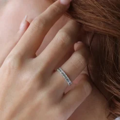 14k 1 Carat Emerald Cut Diamond Wedding Band