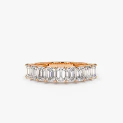 14k 1 Carat Emerald Cut Diamond Wedding Band