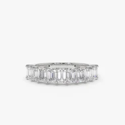 14k 1 Carat Emerald Cut Diamond Wedding Band