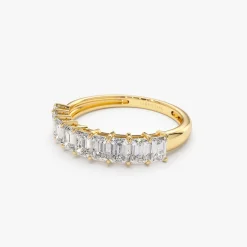 14k 1 Carat Emerald Cut Diamond Wedding Band