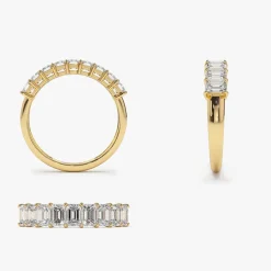 14k 1 Carat Emerald Cut Diamond Wedding Band
