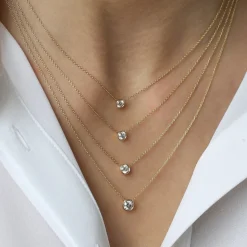 14K 0.20-0.50 ctw Bezel Set Diamond Solitaire Necklace