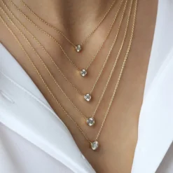 14K 0.20-0.50 ctw Bezel Set Diamond Solitaire Necklace