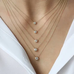 14K 0.20-0.50 ctw Bezel Set Diamond Solitaire Necklace