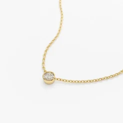 14K 0.20-0.50 ctw Bezel Set Diamond Solitaire Necklace