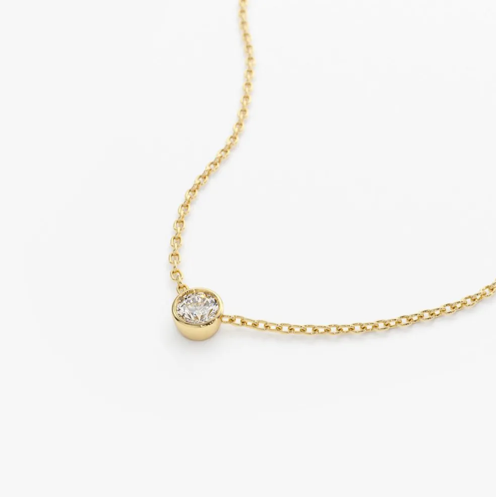 14K 0.20-0.50 ctw Bezel Set Diamond Solitaire Necklace