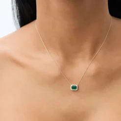 14k 1.00 Ctw Octagon Emerald in Diamond Halo Setting
