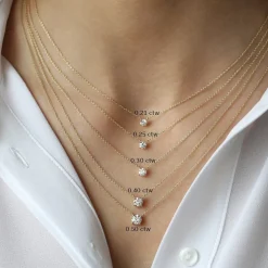14K 0.20-0.50 ctw Prong Setting Diamond Solitaire Necklace