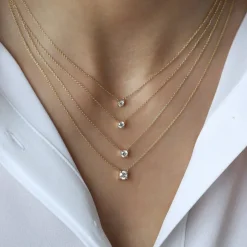14K 0.20-0.50 ctw Prong Setting Diamond Solitaire Necklace