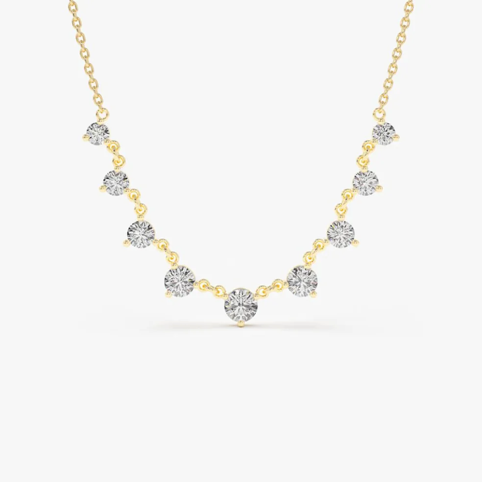 14k 1.05 ctw Solitaire Diamond Graduating Necklace