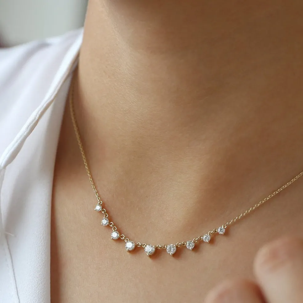 14k 1.05 ctw Solitaire Diamond Graduating Necklace