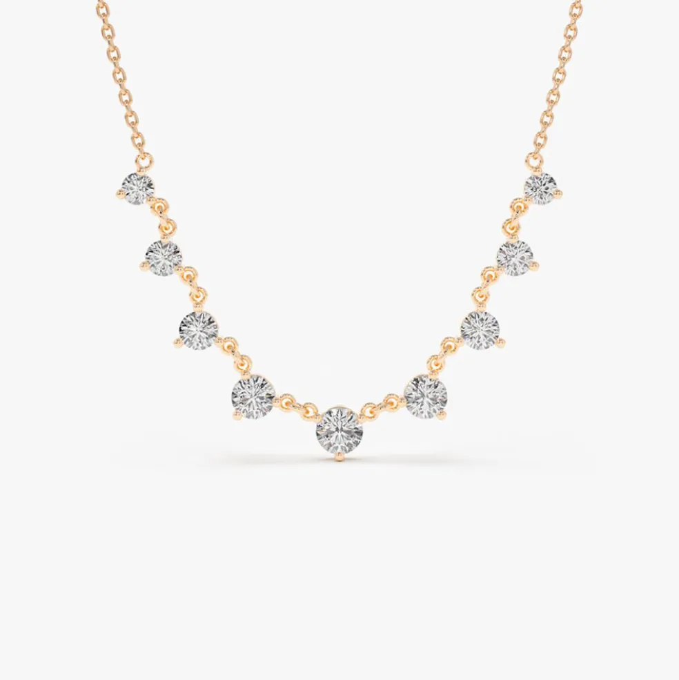 14k 1.05 ctw Solitaire Diamond Graduating Necklace