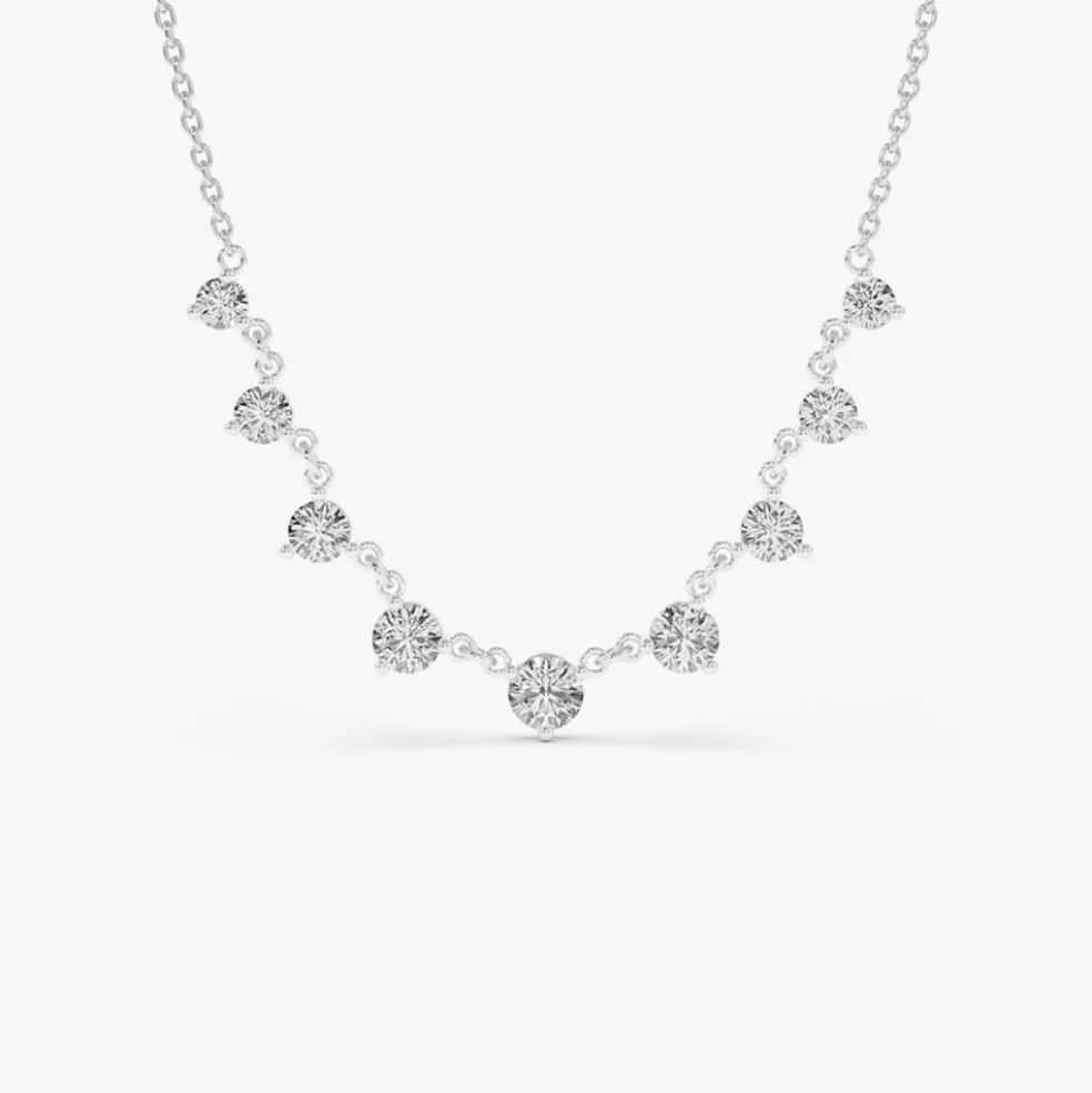 14k 1.05 ctw Solitaire Diamond Graduating Necklace