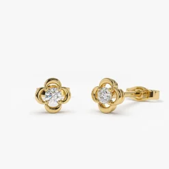 14k Diamond Clover Earrings