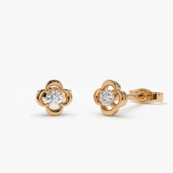 14k Diamond Clover Earrings