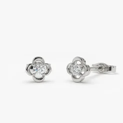 14k Diamond Clover Earrings