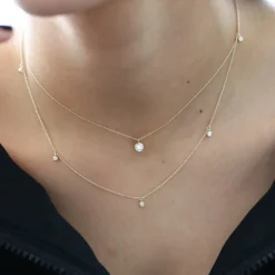 14k 5 Diamond Dangle Necklace