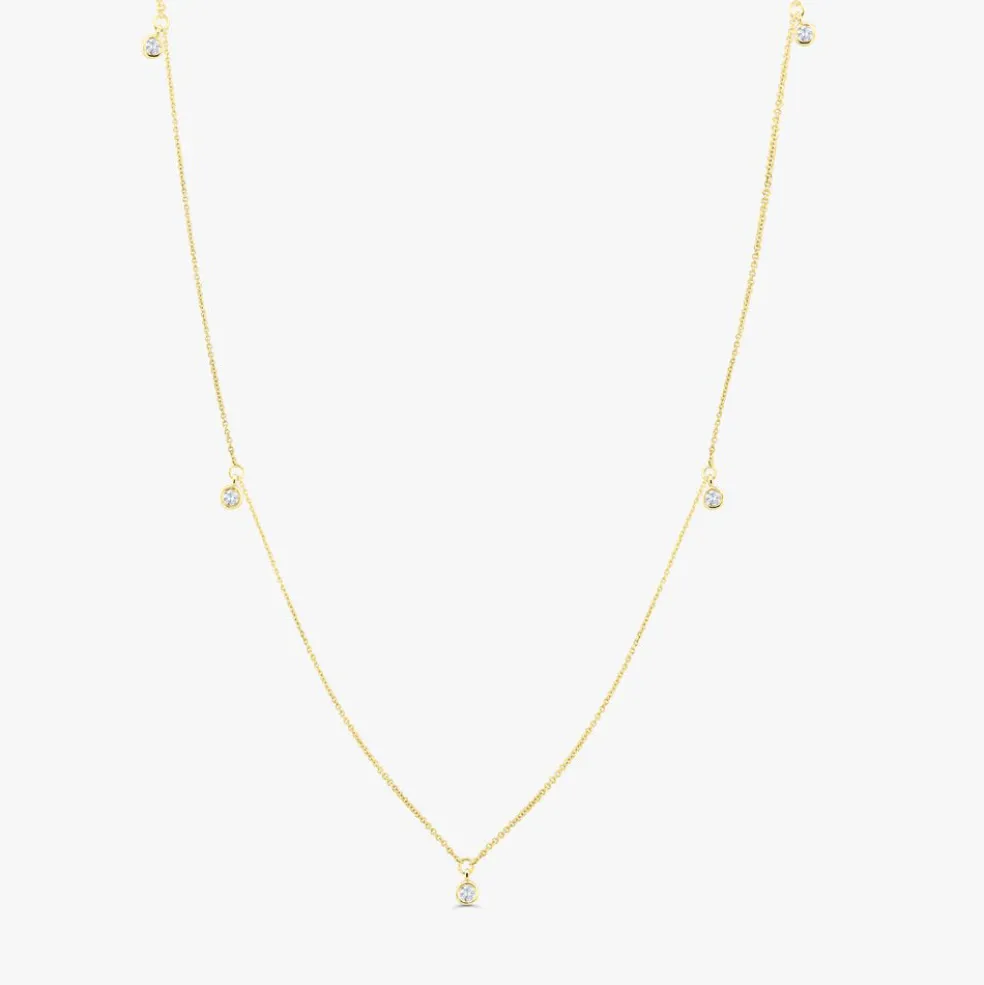 14k 5 Diamond Dangle Necklace