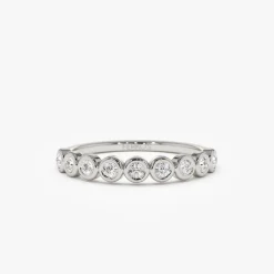 14k 9 Diamond Half Eternity Wedding Ring 0.55ctw