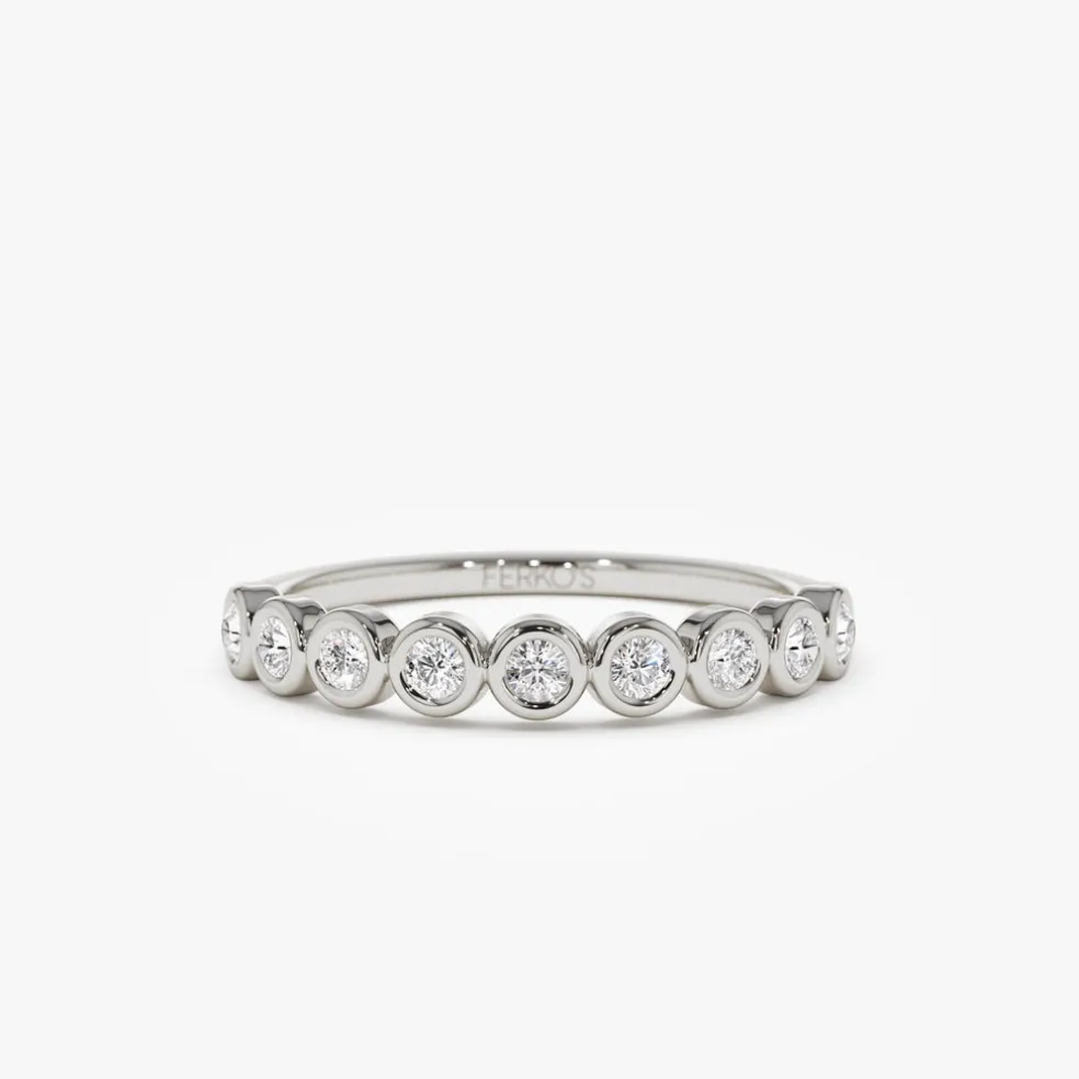 14k 9 Diamond Half Eternity Wedding Ring 0.55ctw
