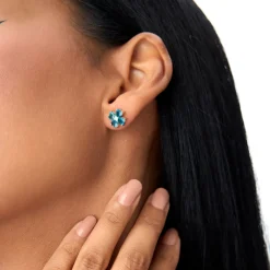 14k London Blue Topaz Four Leaf Clover Studs