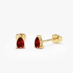 14K Pear Shaped Ruby Stud Earrings