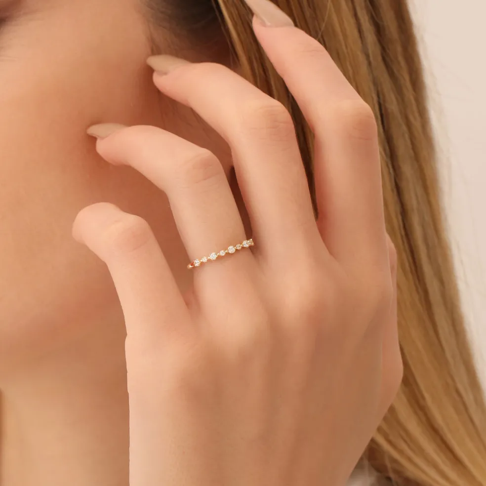 14k 4 Prong Petite Natural Diamond Ring