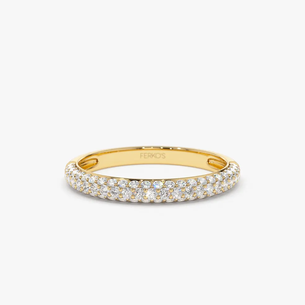 14k 3 Row Half Eternity Diamond Band