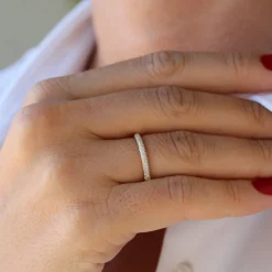 14k 3 Row Half Eternity Diamond Band