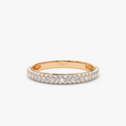 14k 3 Row Half Eternity Diamond Band