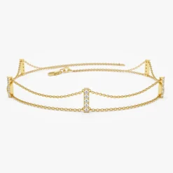 14k 5 Station Diamond Bar Bracelet