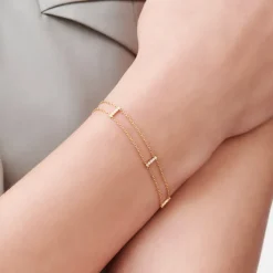 14k 5 Station Diamond Bar Bracelet