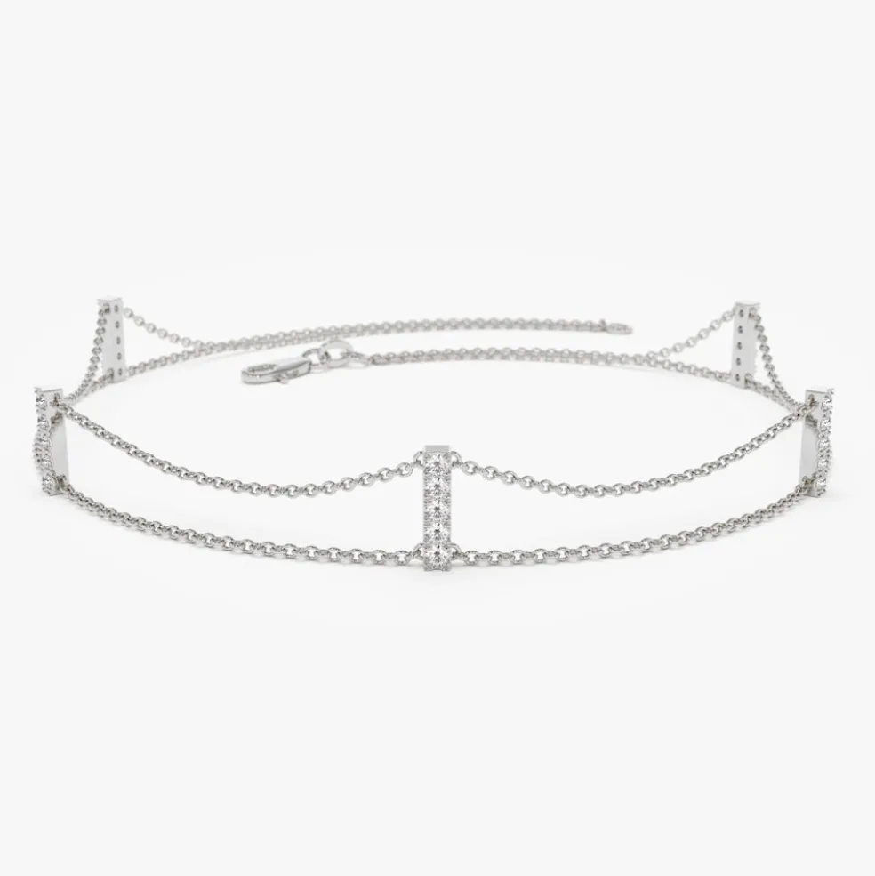 14k 5 Station Diamond Bar Bracelet